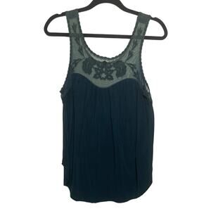 American Eagle Sleeveless Mesh Sheer Scoop Neck Knit Sexy Tank Top Green Women L